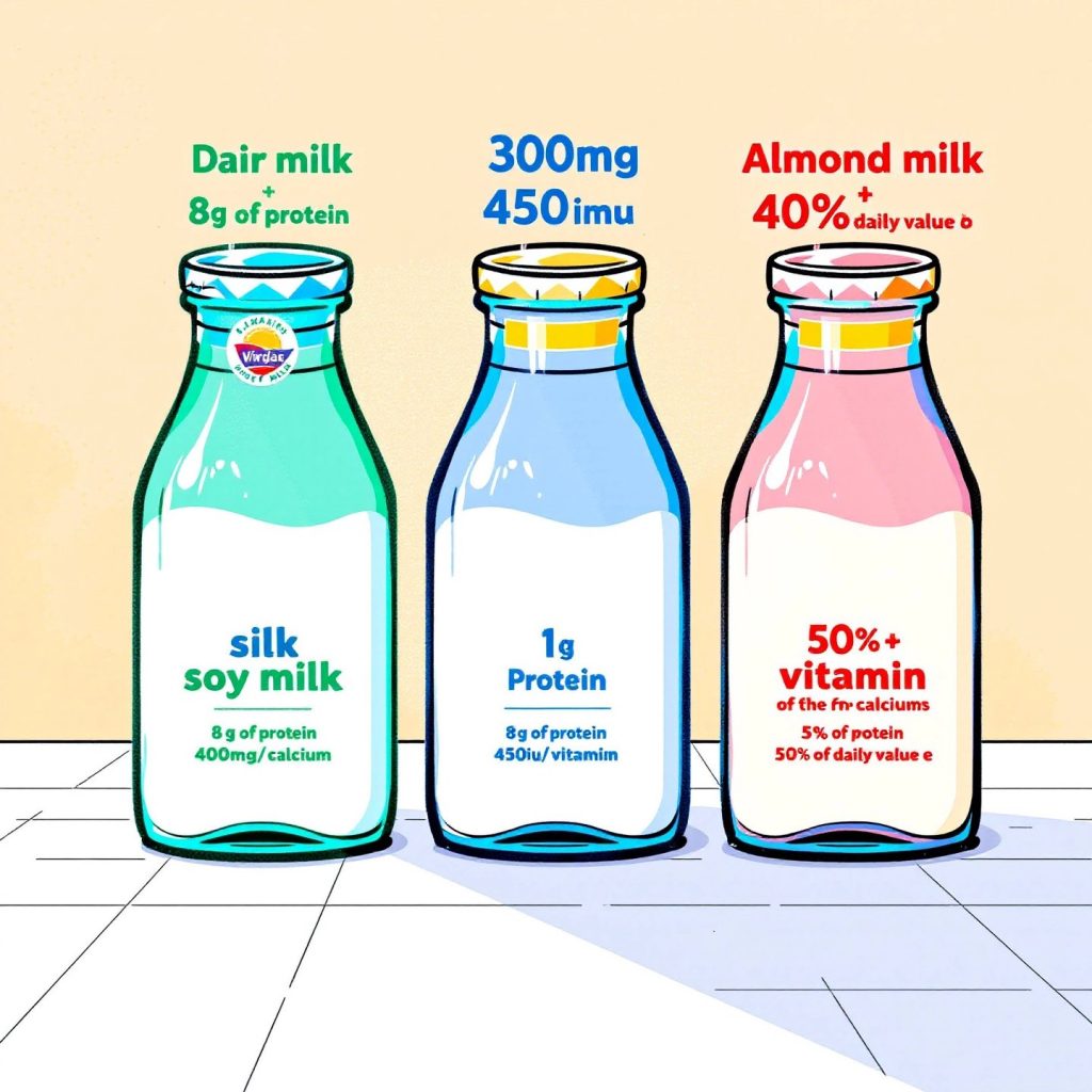 comparative-nutrition-chart-of-silk-soy-milk-vs-dairy-and-almond-milk