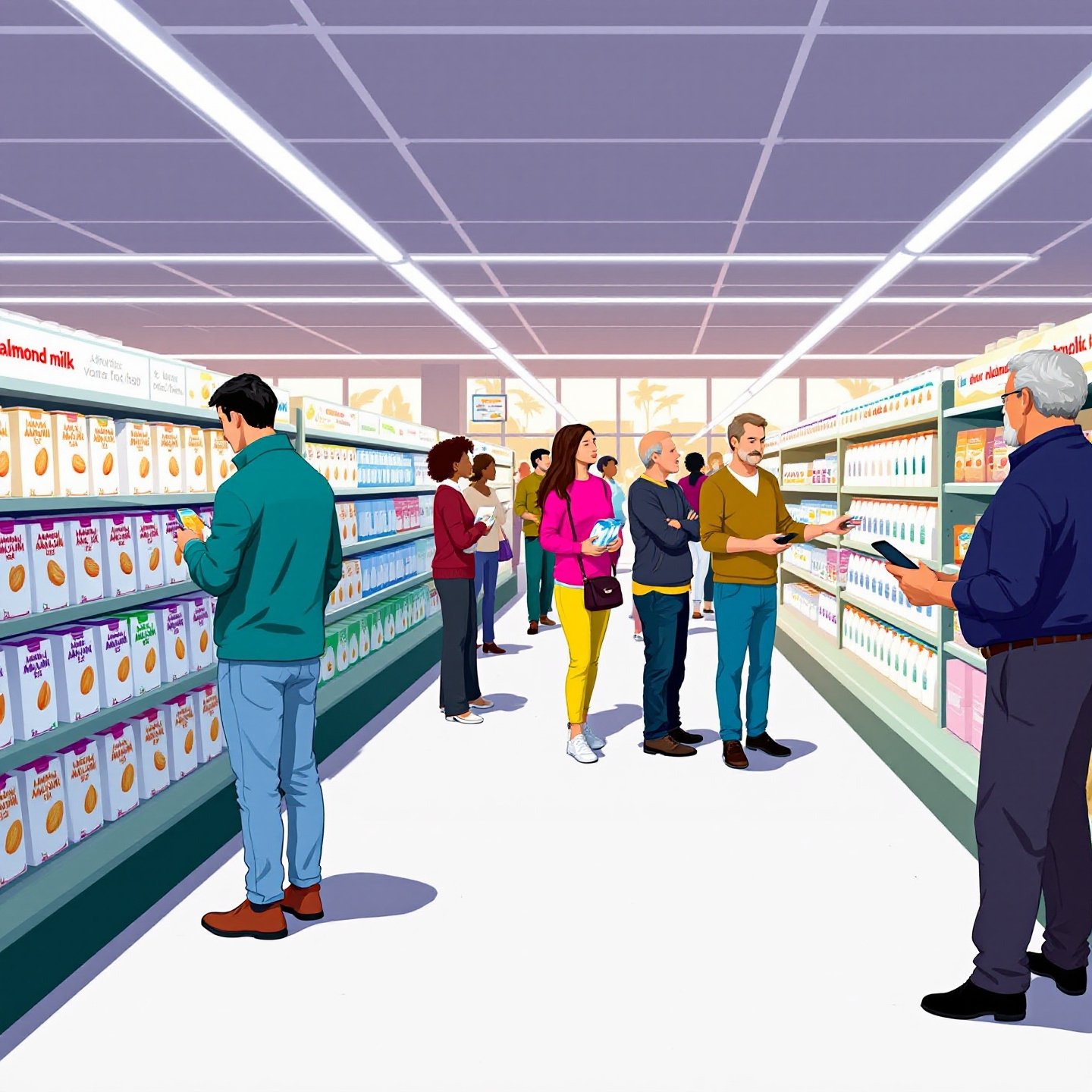 consumers-selecting-fortified-almond-milk-by-reading-labels.jpg