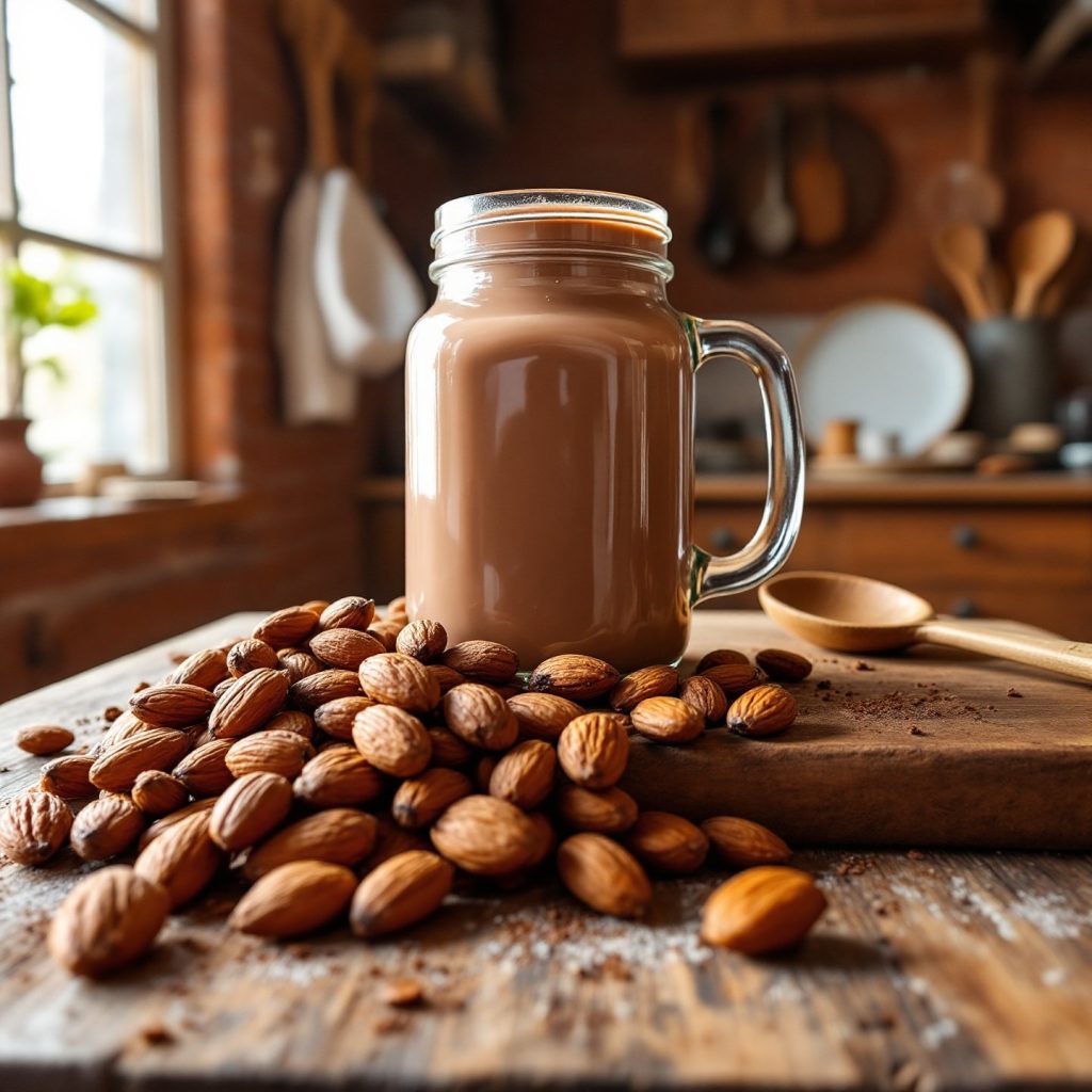 chocolate-almond-milk-jar-with-almonds-and-cocoa-beans